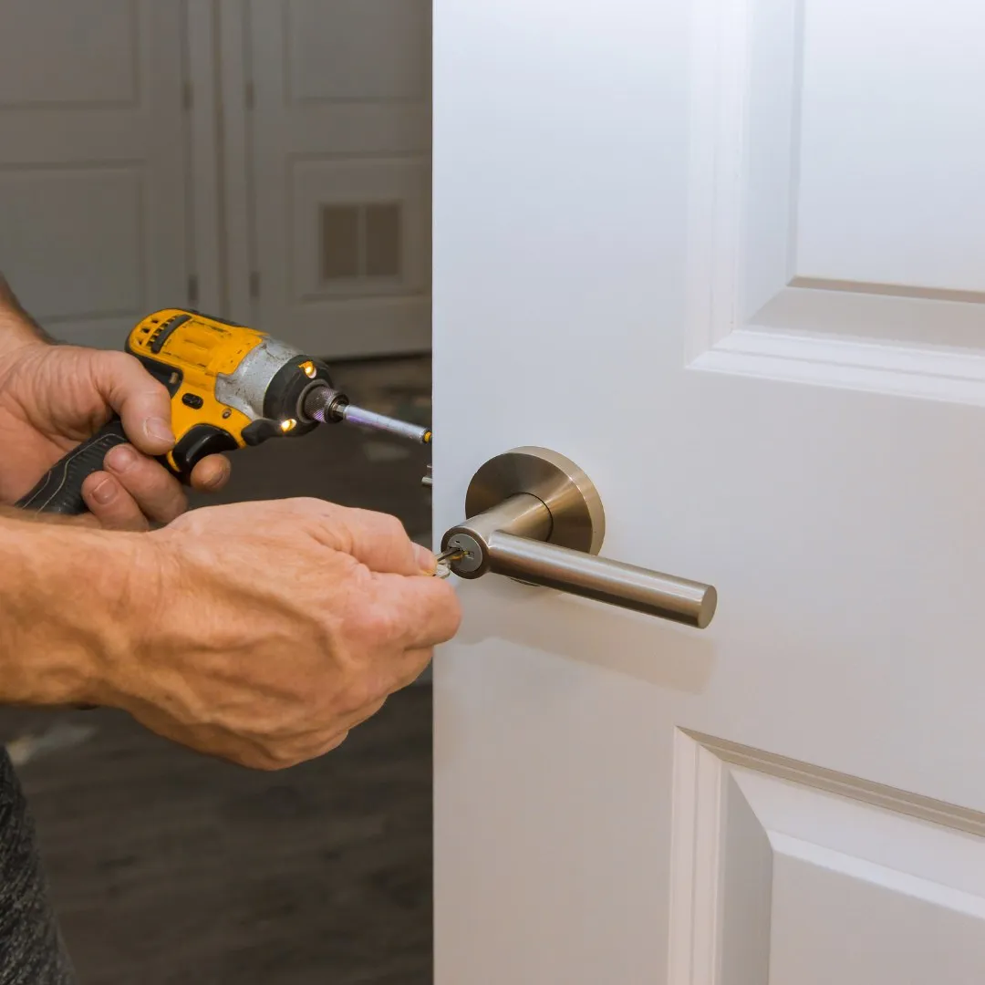 Installing a door handle with a drill